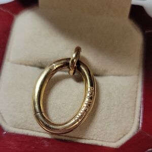 Gold Plated 925 Oval Charm Pendant - Polished Gold Tone